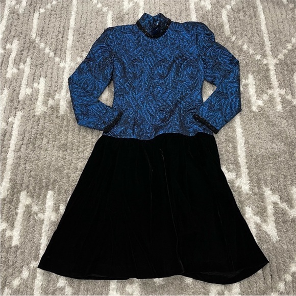 Ricki Lang for Nuit Blue Metallic and Velvet Mockneck Vintage VTG - Picture 1 of 15